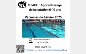 STAGE D'APPRENTISSAGE DE LA NATATION 6-10 ANS - Vacances de Février 