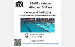 STAGE NATATION DÉBUTANT 6-10 ANS - Vacances d'Avril 2026