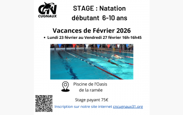 STAGE NATATION DÉBUTANT 6-10 ANS - Vacances de Février 2026