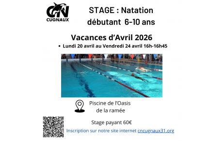 STAGE NATATION DÉBUTANT 6-10 ANS - Vacances d'Avril 2026